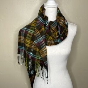 BETTER than CASHMERE Plaid Scarf Orange & Brown Fringed Cozy Warm Fall